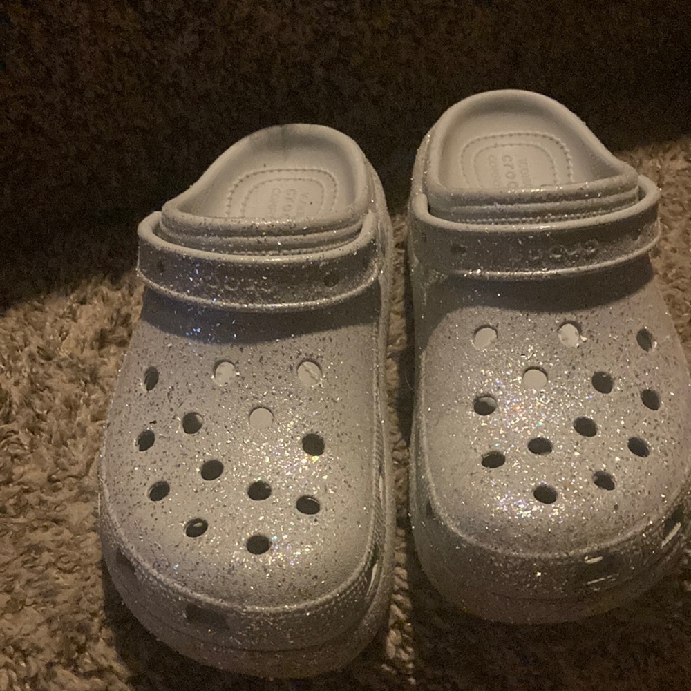 Sparkly  crush platform crocs